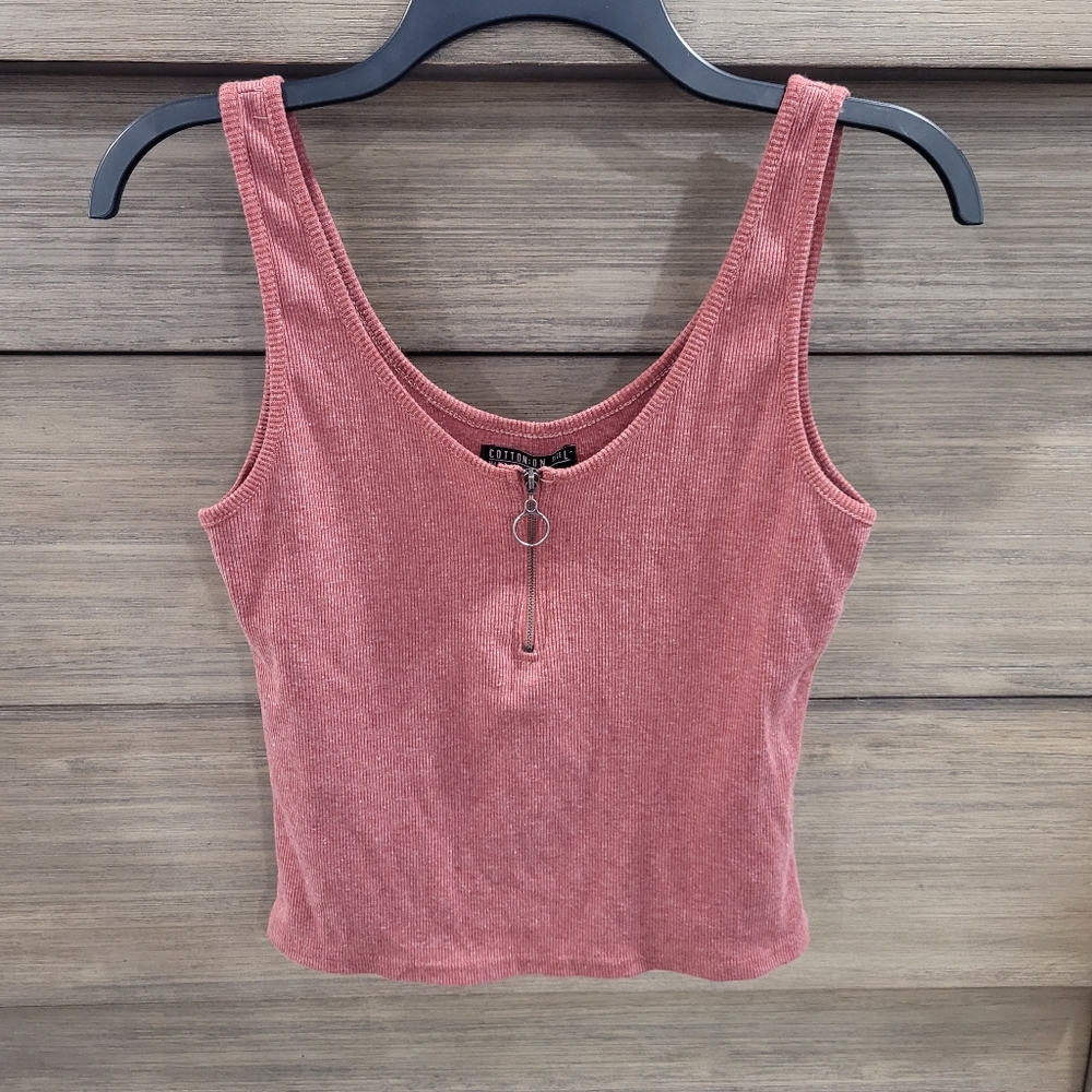 Cotton On Ribbed Tank Top With Zipper
